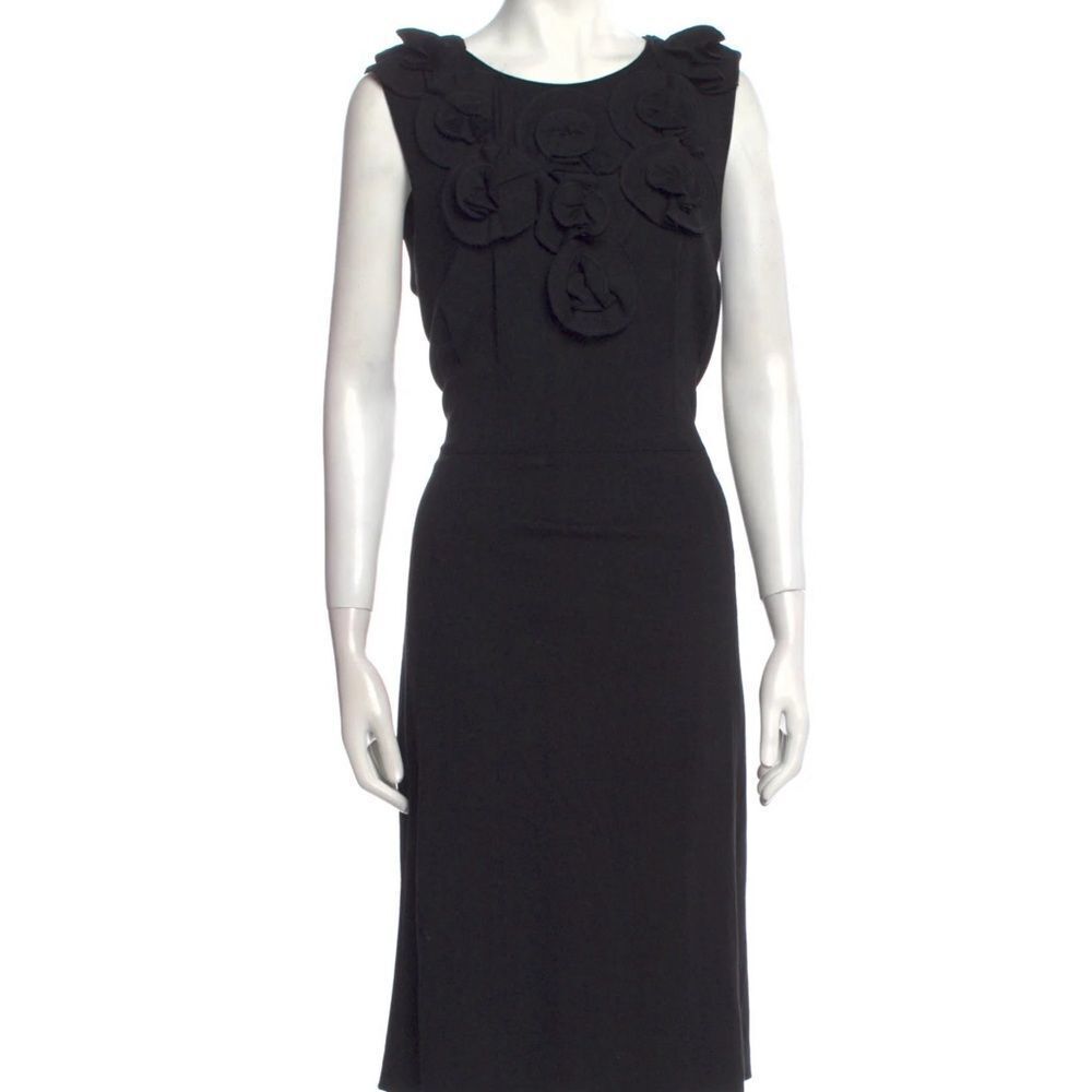 BADGLEY MISCHKA Women’s Black Scoop Neck Midi Length Dress Size: L | US 10